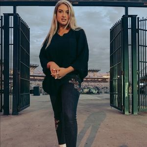 Black One Size Oversized Woven Sweater